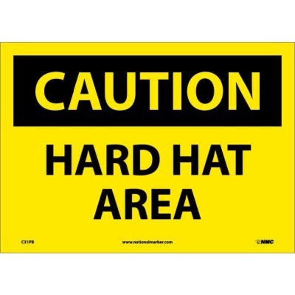Nmc Safety Signs - Caution Hard Hat Area - Vinyl 10"H X 14"W C31PB